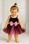 Baby Girl Lined Front Buckle Elastic Waist Top Layer Black Bottom Layer Pink Fluffy Tutu Skirt
