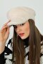 Beige Soft Textured Plush Cap Women's Hat - 2