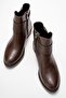 Yan Ribbon Stone Buckle Boots Brown Leather - 5