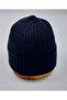Navy Blue Wool Corded Unisex Beret - 2