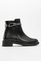 Women's embellished everyday heeled shoes - black leather - 2