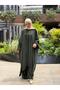 Hijab Double Set Khaki Dream Daisy Embroidered Oversize Bat Sleeve Aerobin - 4