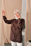 Front V-Neck Detailed Tunic Brown - 3