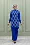 Müjgan knitwear set hijab clothing comfortable winter bottom top double set cobalt blue - 5