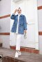 Women's Denim Jeans Jacket with Pocket Stone Stitching Detail - 6