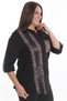 Trend42Plus Plus Size Black Shirt with Leopard Print and Arm Epaulet Detail - 3