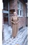 Glitter Balloon Sleeve Mercerized Dress