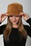 Camel Soft Textured Plush Bucket Women's Hat - 8