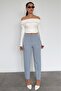 Gray Front Pleated High Waist Women's Trousers Mg2425 - 6