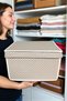 3 Pieces Mini Storage Box, Box Storage, Box, Organizer, Toy Box Cream Polka Dot Pattern 30x40x25 - 3