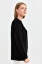 Women's Crew Neck Shoulder Braided Wool Sweater Black - 6