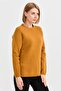 Women's Crew Neck Shoulder Braided Wool Sweater Mustard - 7