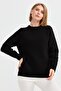 Women's Crew Neck Shoulder Braided Wool Sweater Black - 8