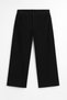 Women's High Waist 100% Cotton Wide Leg Black Jean Pants - 2