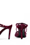 Velvet Noir Series – Cross-Strap, Velvety Shiny Textured, Thin Heeled Black Evening Shoes - 4