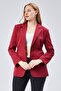 Burgundy Women's Buttoned Oversize Blazer Jacket - 8