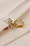 Gold Color Baguette Stone Heart Earrings