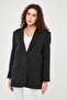 Black Women's Buttoned Oversize Blazer Jacket