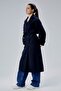 Navy Blue Double-Breasted Closure Windbreaker Detailed Trench Coat 44956 - 7