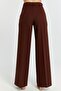 Brown Palazzo Wide Leg Woven Fabric Trousers - 6