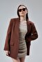 Women's Oversize Straight Cut Lined Woven Blazer Jacket