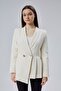 Ecru Regular Fit Pleat Detailed Blazer Jacket