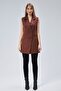 Women's Long Double Breasted Woven Vest - 2