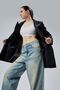 Black Regular Lined Double Breasted Closure Woven Oversize Blazer Jacket - 3