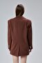 Women's Oversize Straight Cut Lined Woven Blazer Jacket - 7