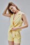 Yellow Regular Fit Lined Woven Vest