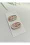 Rose Embroidered Handmade 2-Piece Snap Buckle Knit Pinterest 100% Cotton Organic Hair Accessory - 3