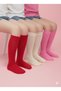 Girl's Knee-High Socks Self-Patterned Cotton Breathable Anti-Sweat 3-Pack
