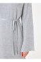 Tie-Waist Half Turtleneck Knitwear Hijab Dress - Gray - - 5