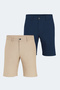 Easily Set of 2 Men's Beige - Navy Blue Shorts