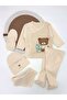 Baby Boy Striped Bear Embroidered 5 Pieces Organic Hospital Release Zibin Set