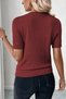 2 Pieces Crew Neck Stretch Fabric Short Sleeve Blouse Burgundy - Taupe - 5