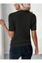 2 Pieces Short Sleeve Lycra Crew Neck Blouse Black White - 4