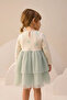 Glittery Printed Tulle Girls' Dress Mint Green - 3