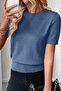 2 Pieces Short Sleeve Crew Neck Lycra Blouse Baby Blue - Indigo - 2