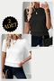 2 Pieces Short Sleeve Lycra Crew Neck Blouse Black White