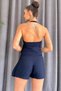 Pleat Detail Women's Shorts Skirt - Navy Blue - 4