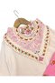 Girl's Ethnic Pattern Scarf, Wide Leg Pants 3 Piece Stylish Seasonal Bottom Top Set - 3