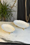 2-Piece Porcelain Boat-Shaped Presentation Plate & Oval Appetizer Dish with Metal Legs - 5