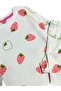 Girls' 100% Cotton White Strawberry Patterned Patterned Long Sleeve Winter Pajamas Set - 3