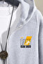 Men's Gray Hooded Zippered Oversize Sweatshirt Jacket Cardigan - 5
