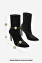 Women's Pointed Toe Stretch Suede Heeled Boots Pesina Black Suede - 8