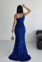 Trend Velvet Sequin Dress Cobalt Blue - 4