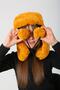 Saffron Plush Furry Headband Pompom Girls' Beanie Hat - 8