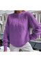 Braided Crew Neck Italian Sleeve Knitwear Sweater - 5