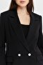 Black Oversize Woven Blazer Jacket - 5